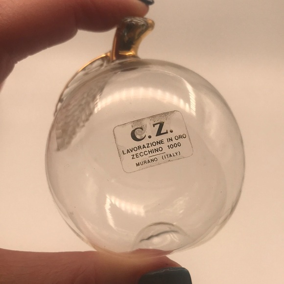C.Z. Lavorazione in Oro Zecchino 1000 Murano Italy Clear Glass w/24k Gold Apple - Picture 1 of 9